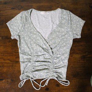 Floral Green Deep V Crop Top